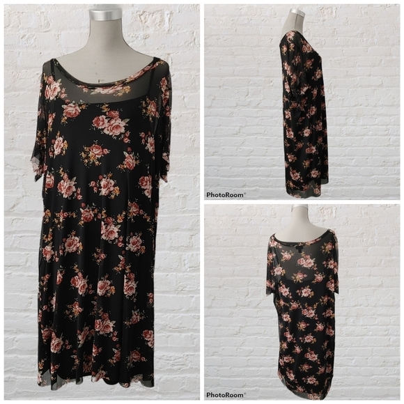 TORRID Floral Print Mesh Tee Dress Size 2 - Picture 2 of 12